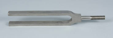 steel tuning fork with threaded handle, C