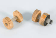 birefringent specimens mounted in cork