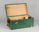 Green wooden box containing  knife and rotary switches
